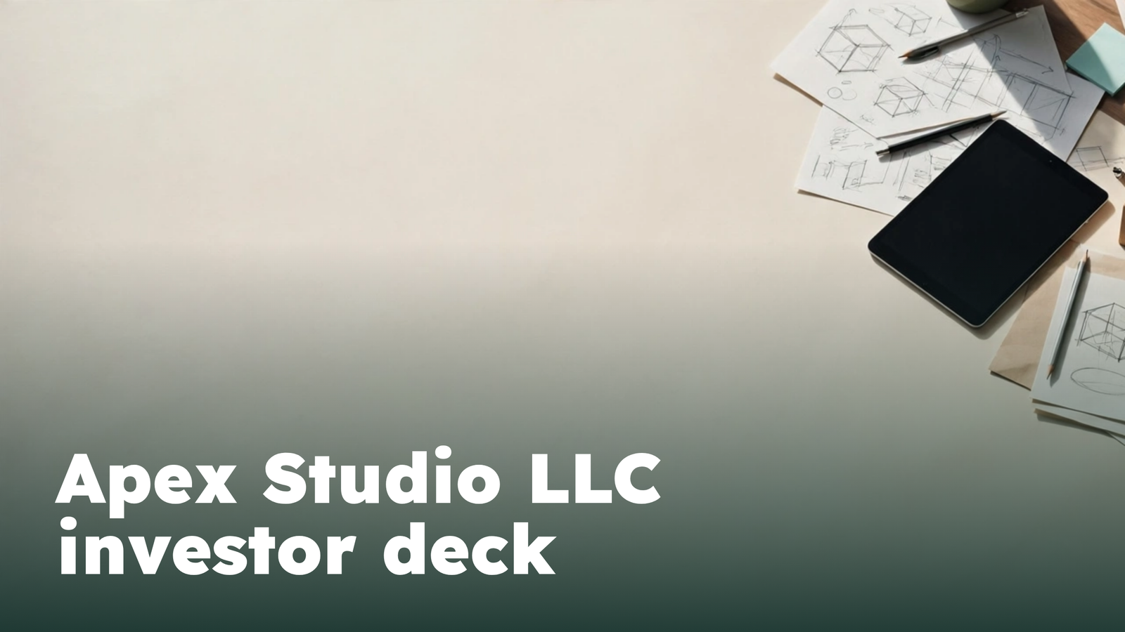 Apex Studio investor deck, slide 1